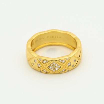 CRUSH RING 6.8MM GOLD DIAMONDS QUILTED