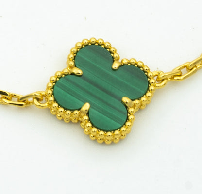 CLOVER MALACHITE DIAMOND BRACELET 5 MOTIF