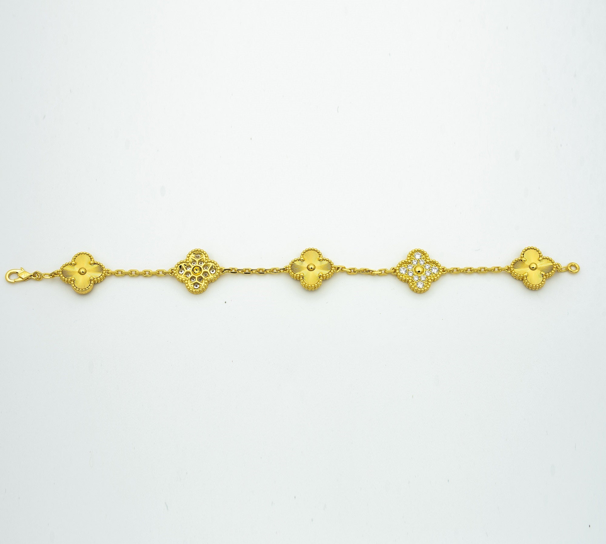 CLOVER BRACELET 5 MOTIFS GOLD DIAMOND