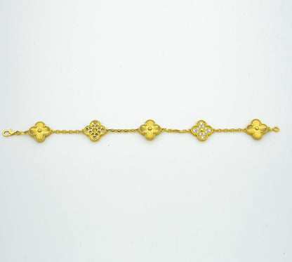 CLOVER BRACELET 5 MOTIFS GOLD DIAMOND