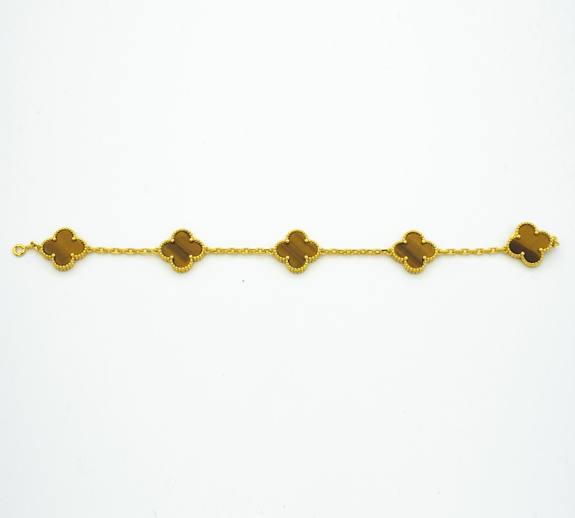 CLOVER BRACELET 5 MOTIFS TIGER EYE