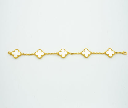 CLOVER BRACELET 5 MOTIFS WHITE MOP