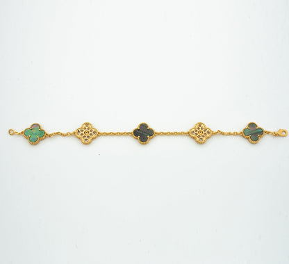 CLOVER BRACELET 5 MOTIF MOP AND DIAMOND