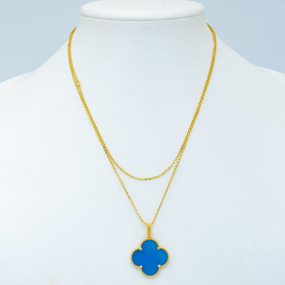 CLOVER GOLD TURQUOISE NECKLACE