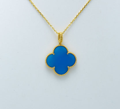 CLOVER GOLD TURQUOISE NECKLACE