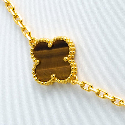 VINTAGE TIGER EYE NECKLACE 10 MOTIFS GOLD