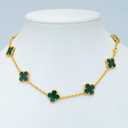 VINTAGE MALACHITE NECKLACE 10 MOTIFS GOLD