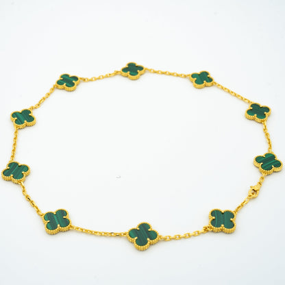 VINTAGE MALACHITE NECKLACE 10 MOTIFS GOLD