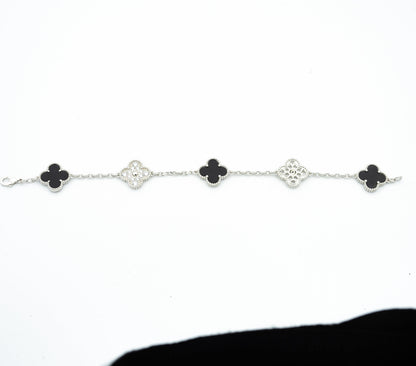 CLOVER BRACELET 5 MOTIF ONYXS DIAMOND