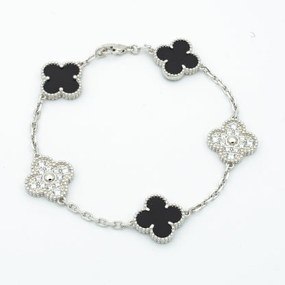 CLOVER BRACELET 5 MOTIF ONYXS DIAMOND