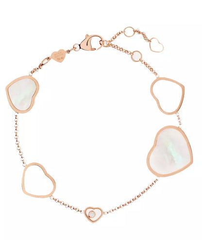 HAPPY HEART PINK MOP PINK GOLD BRACELET