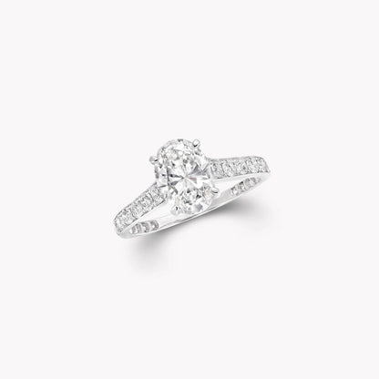 FLAME OVAL SILVER DIAMOND ENGAGEMENT RING