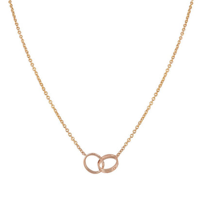 LOVE NECKLACE DOUBLE RING PINK GOLD