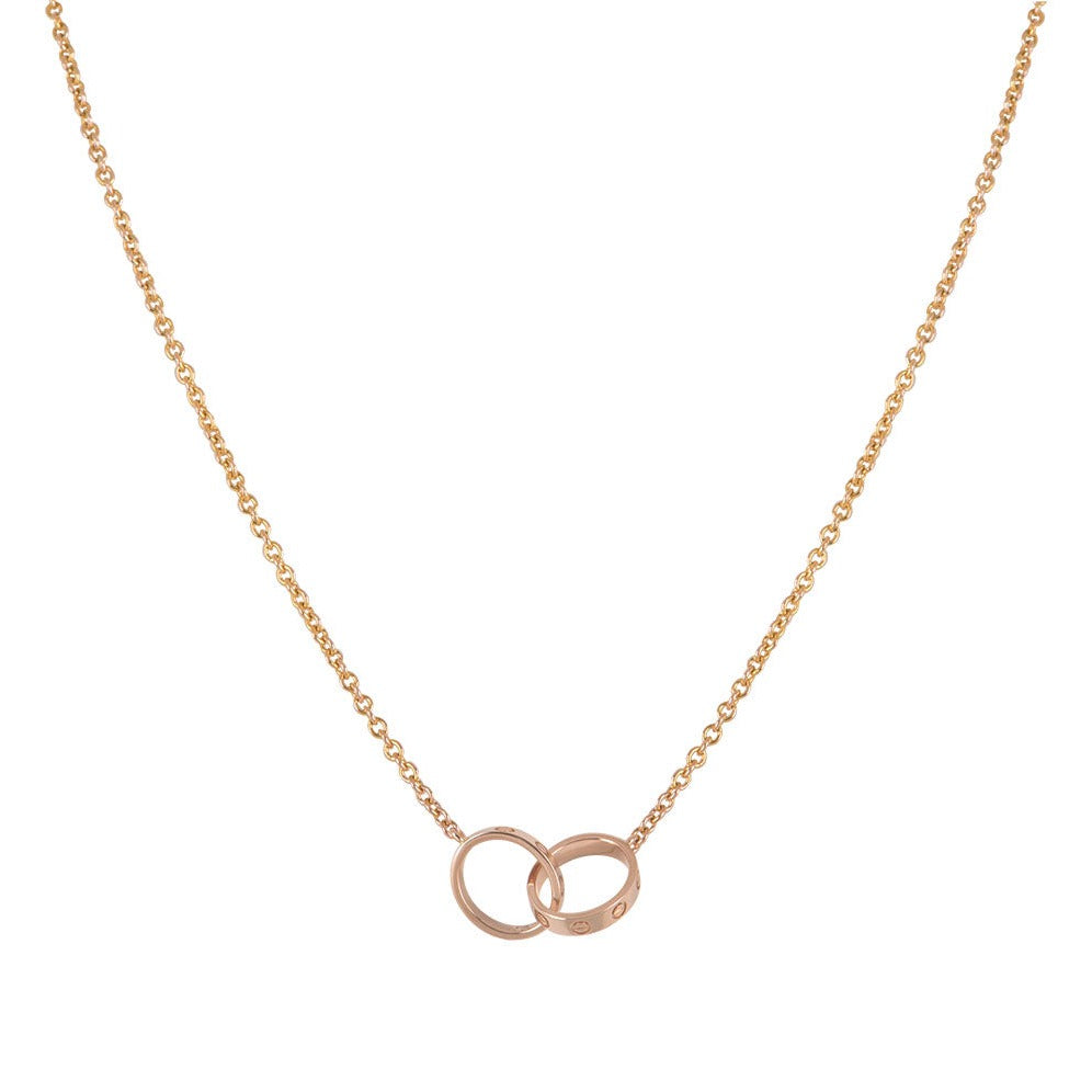 LOVE NECKLACE DOUBLE RING PINK GOLD