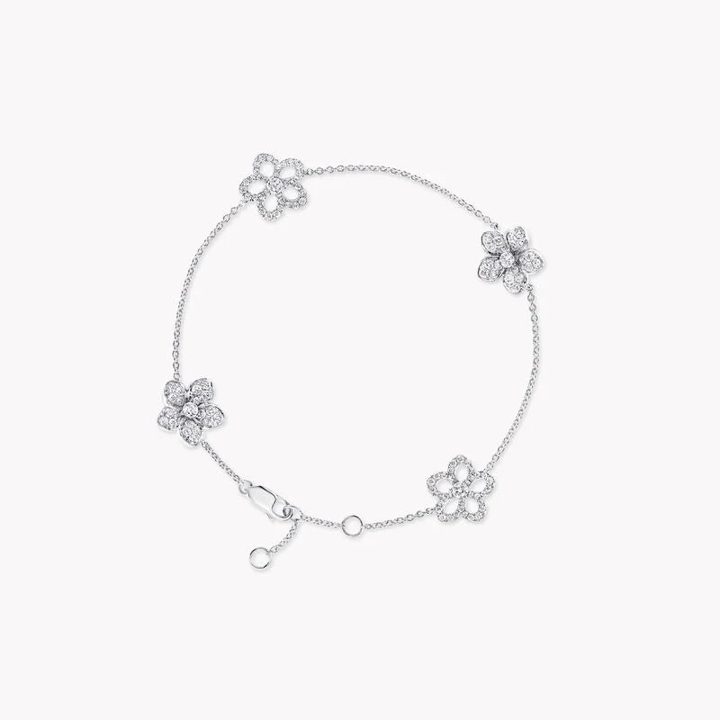 WILDFLOWER 4 MOTIFS SILVER DIAMOND BRACELET