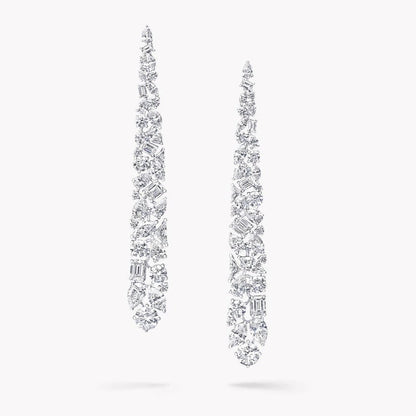 MULTI-SHAPE SILVER YELLOW DIAMOND DROP EARRINGS