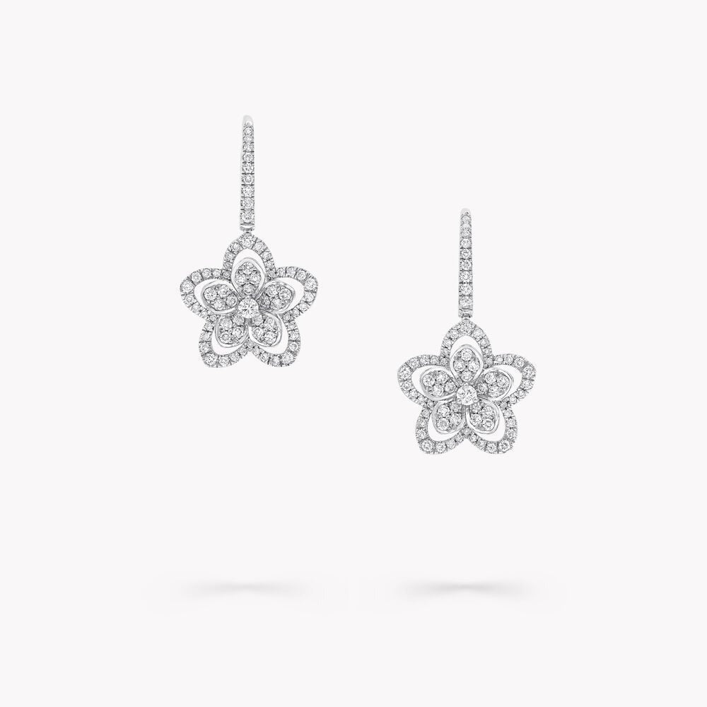 WILD FLOWER SILVER DIAMOND EARRINGS