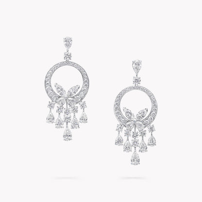 BUTTERFLY CHANDELIER CLASSIC SILVER DIAMOND EARRINGS