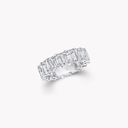 EMERALD CUT SILVER DIAMOND BAND RING