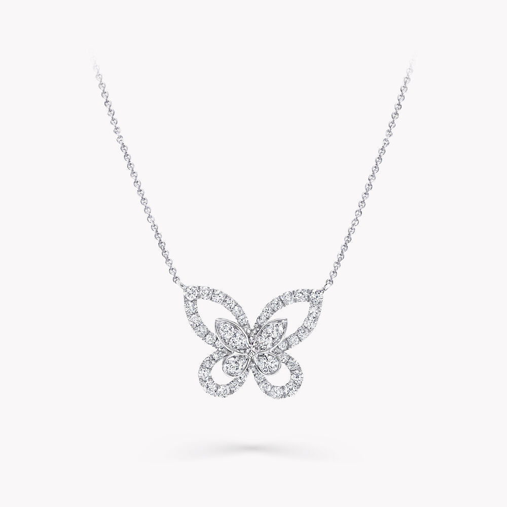 BUTTERFLY SILHOUETTE SILVER DIAMOND NECKLACE