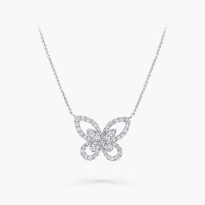 BUTTERFLY SILHOUETTE SILVER DIAMOND NECKLACE