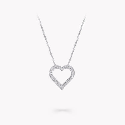 SPIRAL HEART SILHOUETTE PAVED SILVER DIAMOND NECKLACE