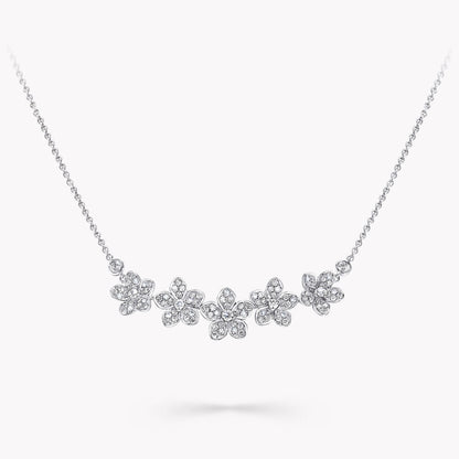 WILD FLOWER SILVER DIAMOND LINE NECKLACE