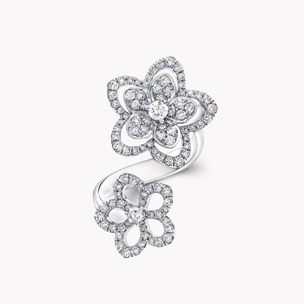 WILD FLOWER DOUBLE SILVER DIAMOND RING