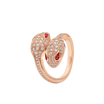 SERPENTI RING PINK DIAMOND DOUBLE SNAKE