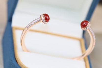 POSSESSION PINK GOLD CARNELIAN DIAMOND OPEN RING