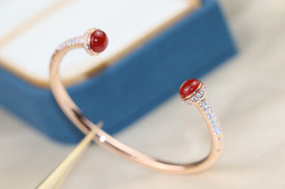 POSSESSION PINK GOLD CARNELIAN DIAMOND OPEN RING