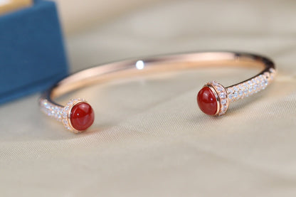 POSSESSION PINK GOLD CARNELIAN DIAMOND OPEN RING