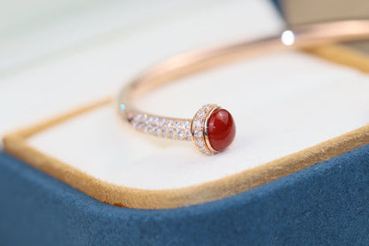 POSSESSION PINK GOLD CARNELIAN DIAMOND OPEN RING