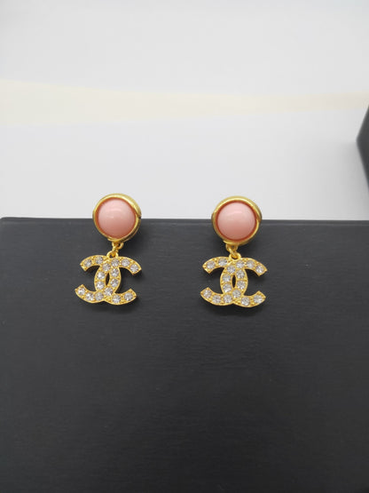 DOUBLE C DIAMOND GOLD EARRINGS