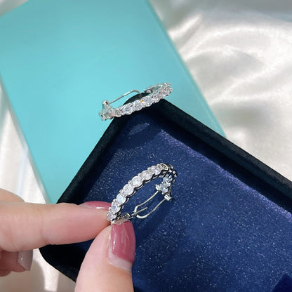 SILVER DIAMOND HOOP EARRINGS