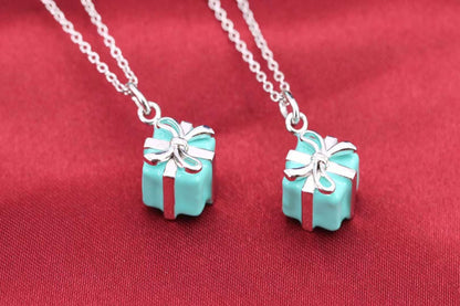 BLUE BOX CHARM NECKLACE