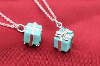 BLUE BOX CHARM NECKLACE