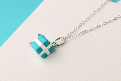 BLUE BOX CHARM NECKLACE