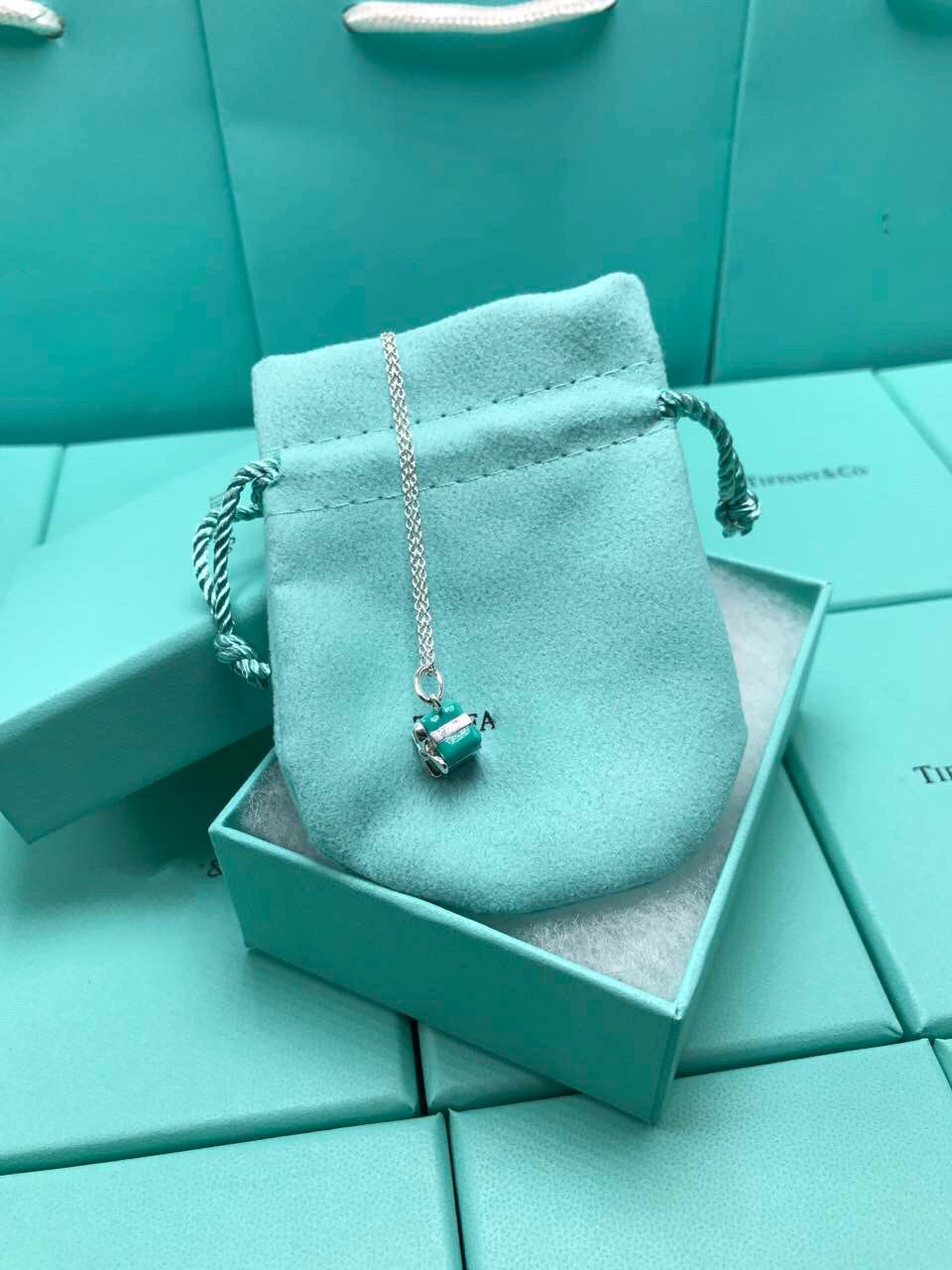 BLUE BOX CHARM NECKLACE