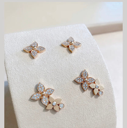 STAR BLOSSOM STUD EARRINGS PINK GOLD DIAMONDS