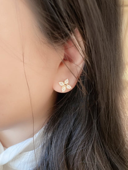 STAR BLOSSOM STUD EARRINGS PINK GOLD DIAMONDS