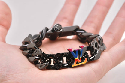 RAINBOW BLACK METAL CUBAN BRACELET