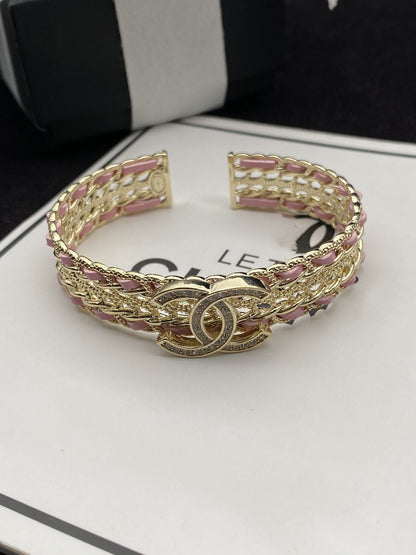 CC PINK ROPE GOLD DIAMOND BRACELET