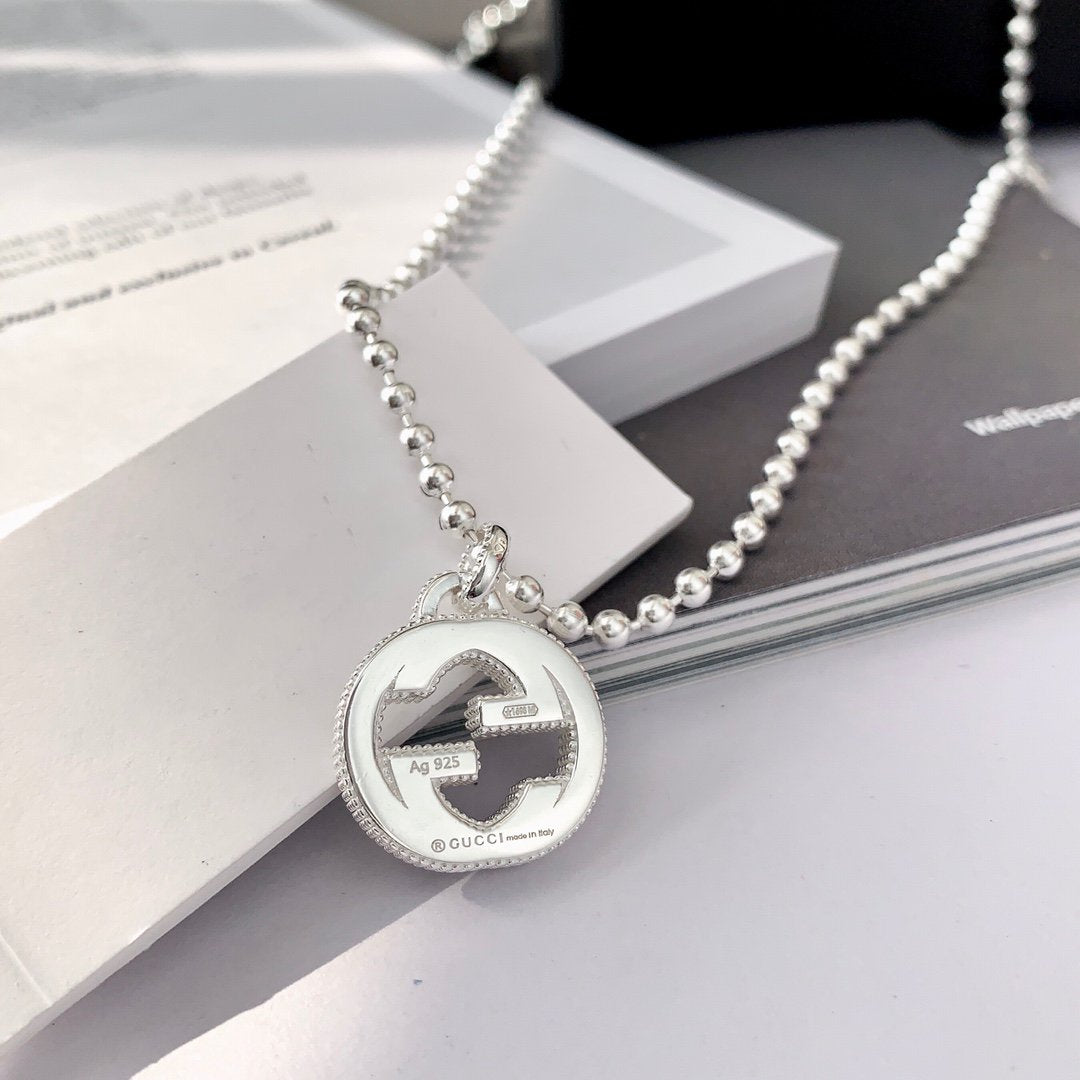 INTERLOCKING NECKLACE G PENDANT  STERLING SILVER