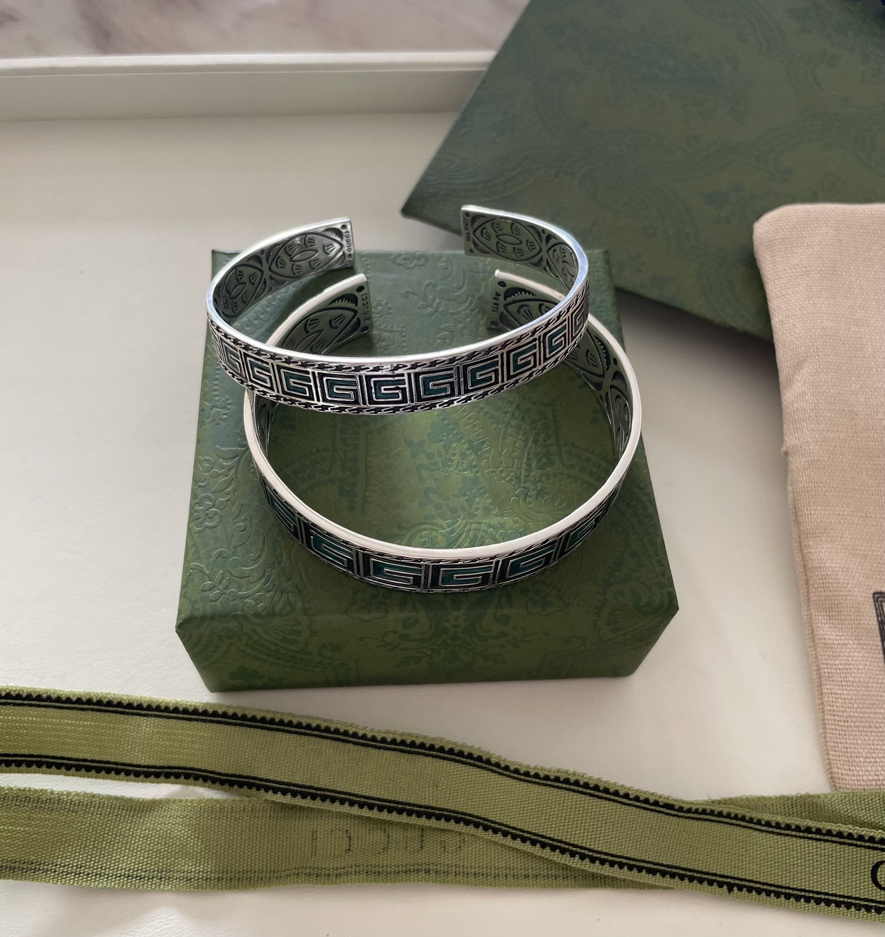 G-MONOGRAM STERLING-SILVER & ENAMEL BRACELET