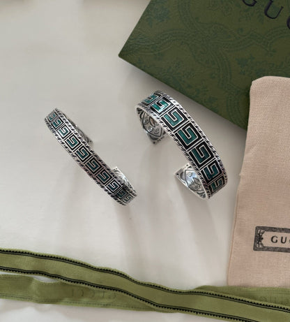 G-MONOGRAM STERLING-SILVER & ENAMEL BRACELET