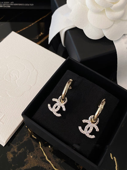 DOUBLE C GOLD DIAMOND EARRINGS