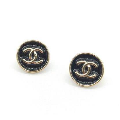 DOUBLE C BLACK GOLD STUD EARRINGS