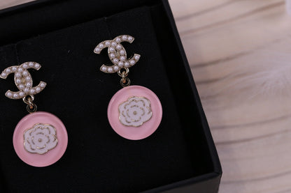 CAMELLIA PINK EARRINGS PEARL DIAMOND