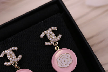 CAMELLIA PINK EARRINGS PEARL DIAMOND